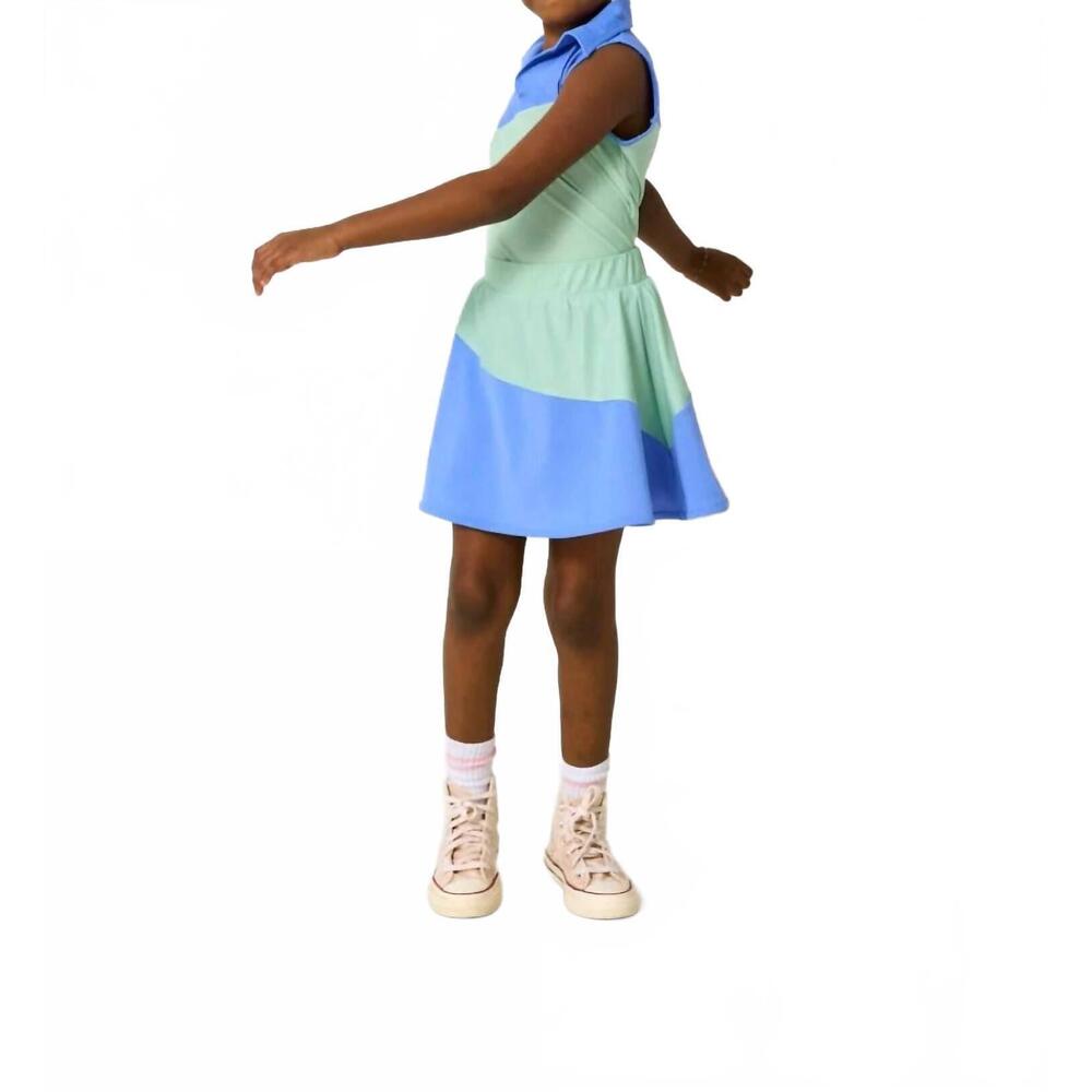 NEW COURTSIDE KIDS half court skort in sky blue//palm green